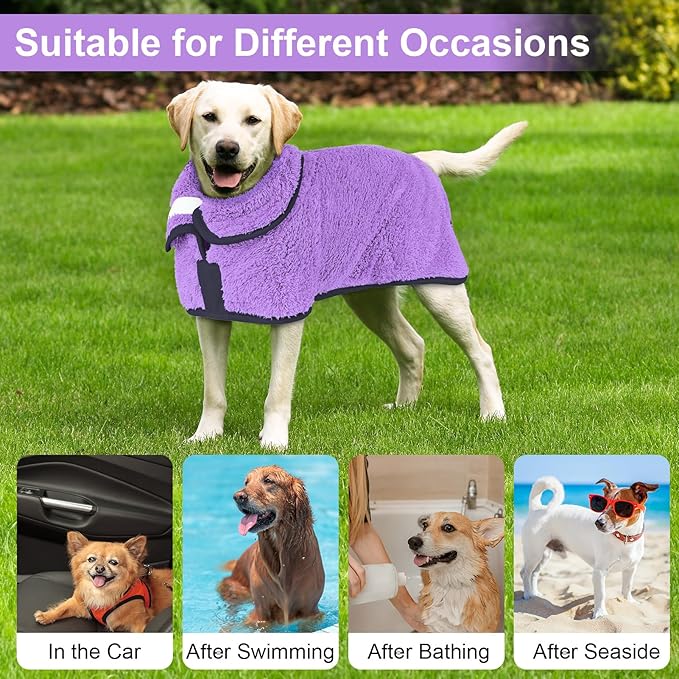 Dog Bathrobe Super Absorbent Dog Towels Large Quick Drying Robes for After Bath Soft Adjustable Warm Keeping Dogs Towel(S-XXL)