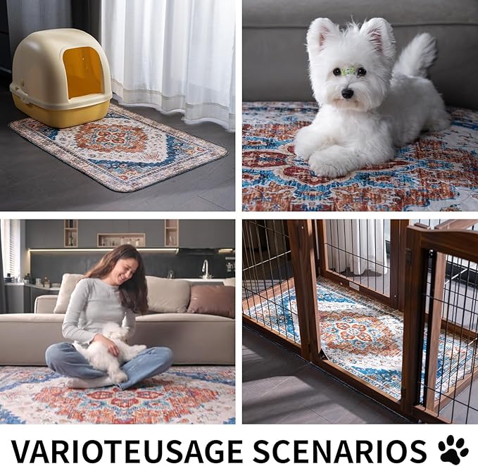 Washable Pee Pads for Dogs, Reusable Puppy Potty Training Pads, Ultra-Absorbent Thick Waterproof Leak-Proof Non-Slip Pads & Mat for Crate, Playpen, Floor, Whelping & Housebreaking , 2 Pack 48"x72"