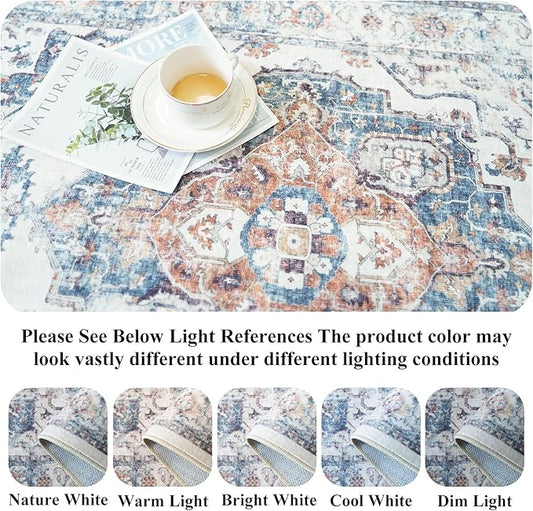 2x8 Washable Hallway Runner Rug: Indoor Non-Slip Entryway Kitchen Rugs Oriental Ultra Soft Carpet for Living Room Bedroom Thin Light Weight Water Resisitant Floor Mat for Bathroom Laudry(2x8,Brick)
