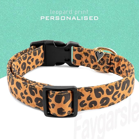 Faygarsle Brown Leopard Print Dog Collar for Small, Medium, Large Boys Girls Dogs S