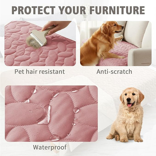 Ameritex Waterproof Pet Bed Cover Anti-Slip Dog Bed Blanket for Sofa and Furniture Waterproof New Pattern Design (Pink, 30x53 Inch (Pack of 1))