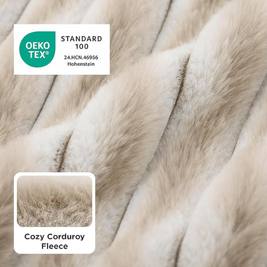 Bedsure ComfyFleece™ Cute Dog Bed for Small Dogs & Cats - Washable Furry Cat Beds, Rectangle Orthopedic Corduroy Fleece Puppy Beds with Removable Zipper Cover, 20x19x6inches, Amphora