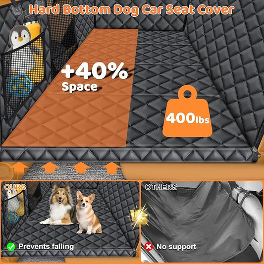 URPOWER Dog Car Seat Cover for Pets 100% Waterproof Seat Cover Hammock 600D Heavy Duty Scratch Proof Nonslip Durable Soft Back Seat Covers for Full Size Trucks