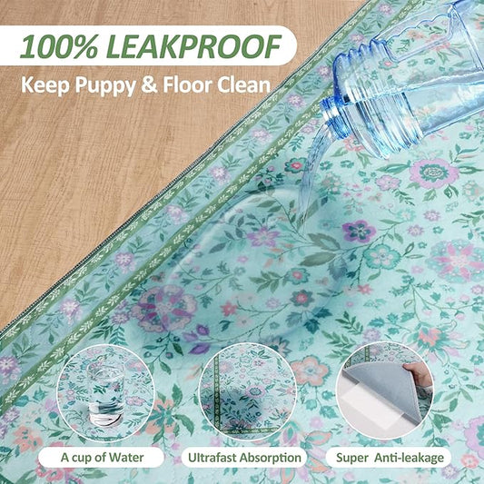 Washable Reusable Pee Pads for Dogs, 2 Pack Large 36"x48" Super Absorbent & Leak-Proof Non-Slip Pet Rugs, Stylish Washable Whelping Pads, Dog Crate Pad
