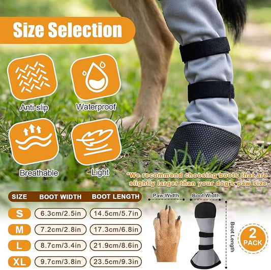 2 Pcs Dog Paw Wound Recovery Boots Non-Slip Dog Protector Boots for Injured Paw Breathable Soft Pet Shoes for Wound Care Outdoor Walking(M,Gray)