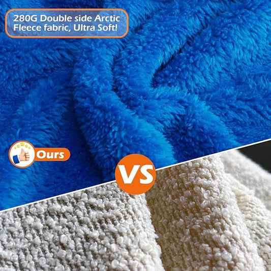 EXPAWLORER Soft Dog Bathrobe with Hood, Super Absorbent & Quick-Drying Dog Towels, Cozy Drying Coat for After Bath,Swimming, Blue L