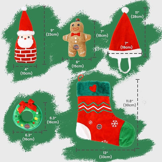 Laifug Christmas Dog Toy, containing rustling Paper Pieces to Attract Pets, Interactive Plush chew Toy, Suitable for Small, Medium and Large Dogs, relieves Canine Anxiety.
