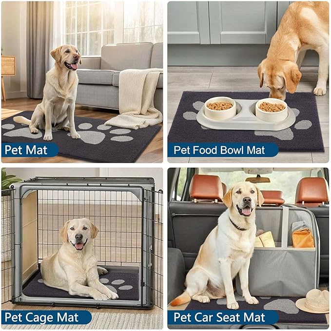Buganda Dog Door Mat for Muddy Paws, Absorbent Dirt Trapper Washable Indoor Doormats, Non Slip Low-Profile Mud Mat for Dogs, Front Entrance Doormat for Inside Floor (47x20 Inches, Dark Grey)