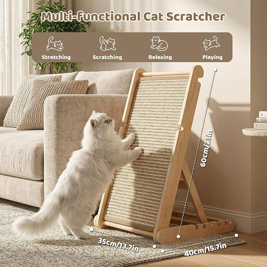 XiaZ Cat Scratcher, 23" Sisal Cats Scratching Board with 5 Adjustable Heights, No Assembly Required, Foldable Cat Scratchers for Indoor Cats and Kittens, Ready to Use