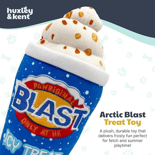 Huxley & Kent Funny Dog Toy w/Squeaker – Power Plush Squeaky Dog Toys for Small, Medium & Large Dogs – Soft Stuffed Animal for Indoor Play & Fetch - Arctic Blast Treat, Large