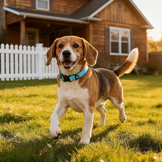 Reflective Dog Collar with Quick Release Buckle - Metal Ring - Adjustable Soft Neoprene Padded Basic Dog Collar for Small Medium Large Dogs (SkyBlue, Large :Width 1",Neck 15.7-23.6")
