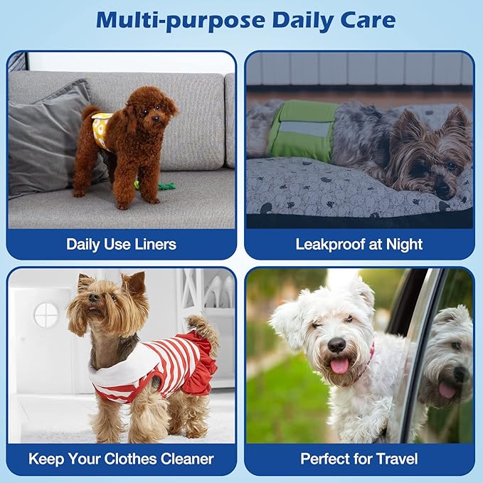 Disposable Dog Diaper Liners Booster Pads for Male & Female Dogs, Doggie Diaper Inserts fit Most Types of Dog Diapers - Pet Belly Bands & Male Wraps-XS-80PCS
