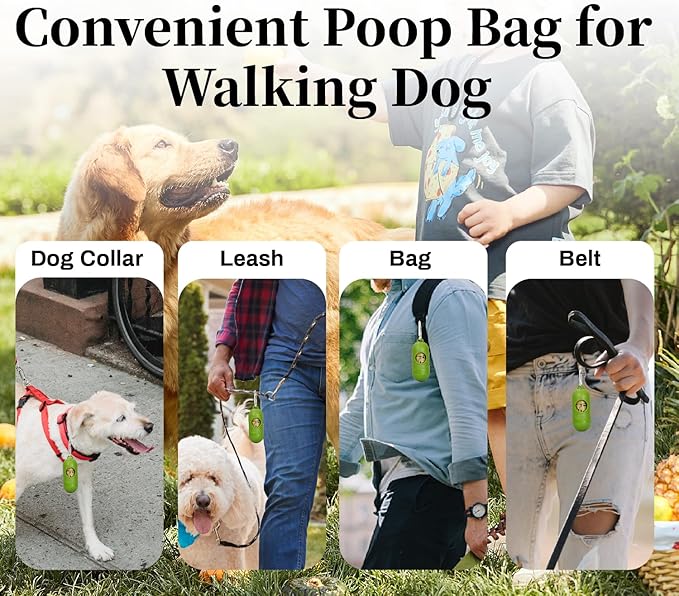 420 Counts Dog Poop Bags Rolls with Dispenser & Leash Clip, Scented Poop Bags for Dogs Waste, Extra Thick & Leak Proof for Poop Doggie Puppy Pet Waste, 9" x 13", Dark Khaki