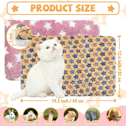 2 Pcs Guinea Pig Bed, Washable Rabbit Bunny Bed Mat Warm Small Animal Bed Pad Guinea Pig Pillow Pet Bed Mat for Chinchilla Hedgehog Ferret (19.3" x 12.6")