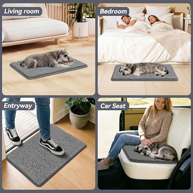 Bcoimo Super Absorbent Dog Door Mat, 30"*20" Anti Slip Mat for Muddy Paws, Pet Rugs for Dirty Paws Washable That Absorbs Moisture and Dirt, for Dog Cage and Pet Resting Carpet