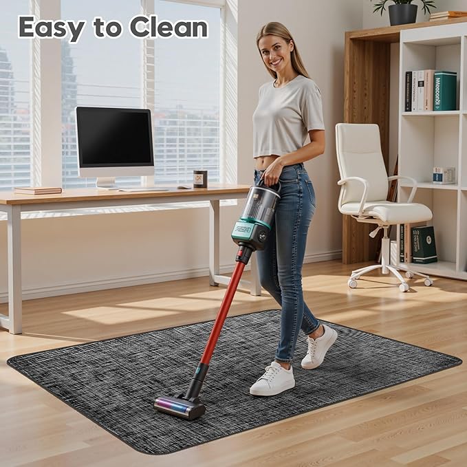 Sycoodeal Office Chair Mat for Hardwood & Tile Floor,Computer Gaming Chair Mat for Rolling Chairs Non-Curve, Anti-Slip, Heavy Duty Floor Protector for Home Office,Black (36" x 48")