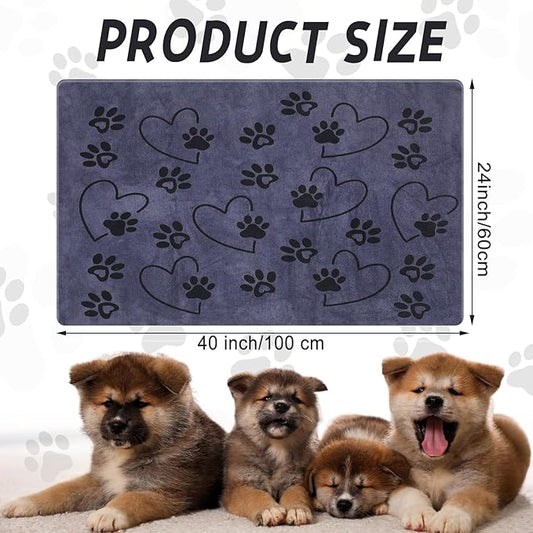 4 Pcs Dog Bath Towels Microfiber Drying Dog Towel Absorbent Pet Heart Paw Towels for Medium Dogs Puppy Cats Pets Shower(Gray)