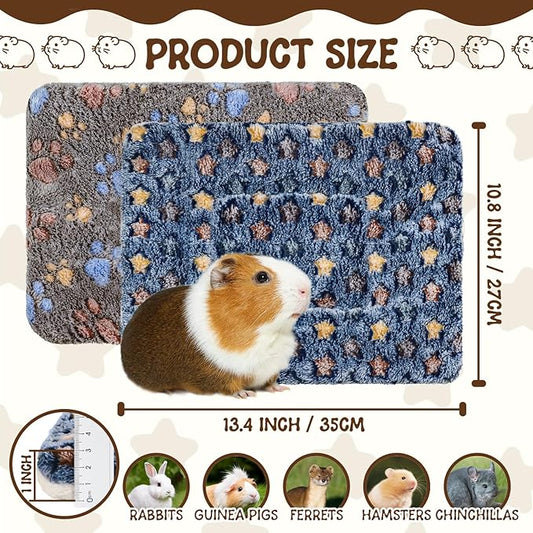 2 Pcs Guinea Pig Bed, Washable Rabbit Bunny Bed Mat Warm Small Animal Bed Pad Guinea Pig Pillow Pet Bed Mat for Chinchilla Hedgehog Ferret