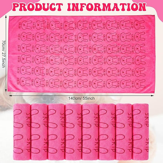 Peryiter 8 Pcs Dog Drying Towels Bulk 55'' x 28'' Pet Grooming Absorbent Microfiber Dog Bath Towels Quick Drying Puppy Bathing Towel for Small Medium Large Cats Pets Bathing Grooming(Pink)