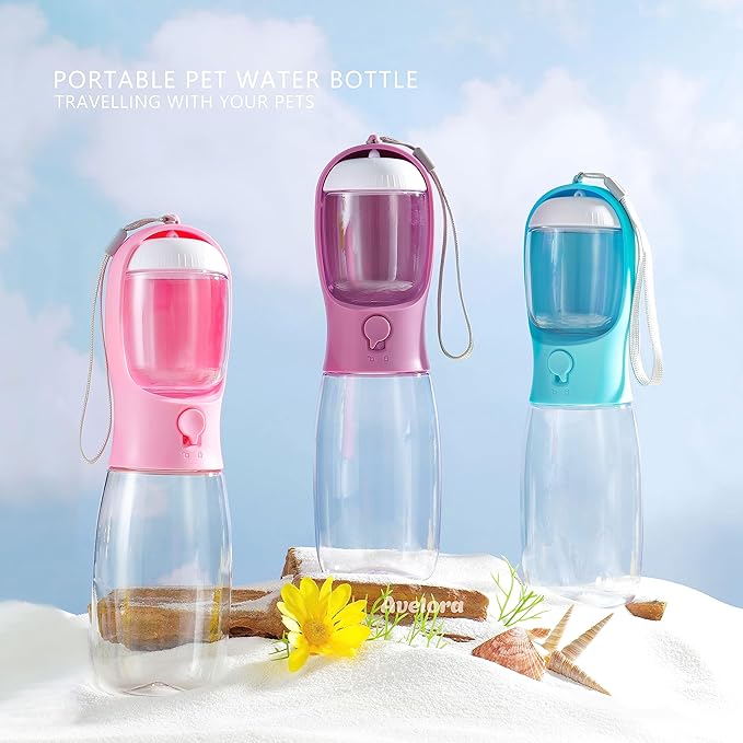 Dog Water Bottle with Food Container, Portable Leak Proof Pet Water Dispenser for Walking Hiking Travel, Puppy Essentials Accessories for Small Large Dogs, Dog Gifts (10oz/15oz/19oz)
