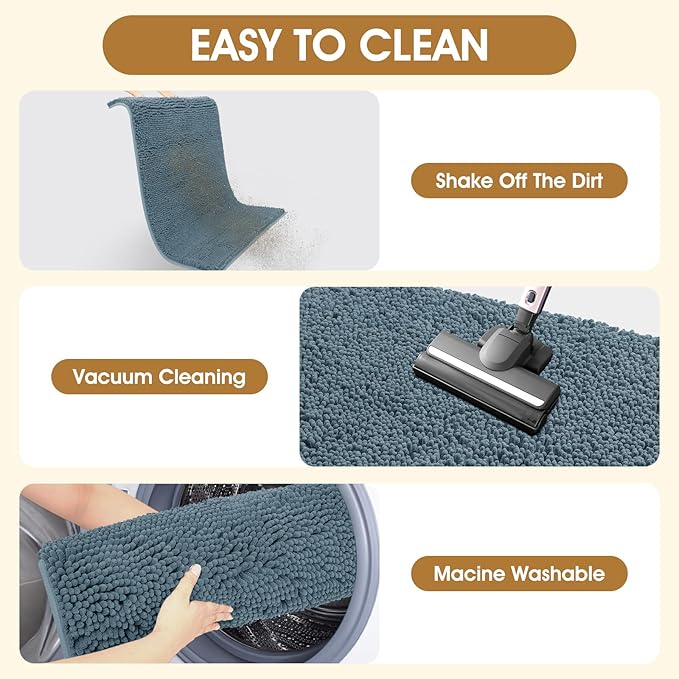 Extra Large Dog Door Mats for Muddy Paws, 71" x 25" Chenille Absorbent Mud Mat for Dogs, Non Slip Heavy Dog Rugs For Muddy Paws, Soft Indoor Door Mat for Entryway, Mud Paw, Inside Floor, Dusty Blue