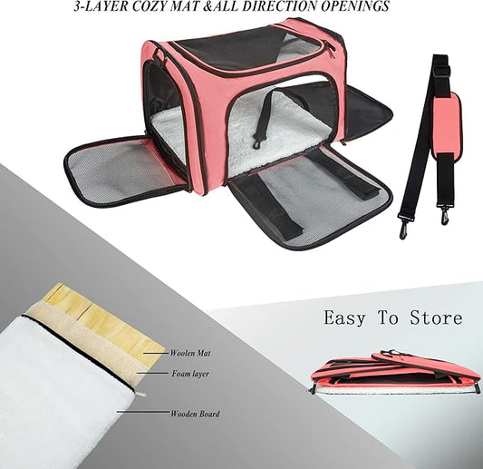 Soft Sided Carrier for Small Medium Cats Dogs,TSA Airline Approved Collapsible Travel Pet Carrier (Medium, Watermelon)