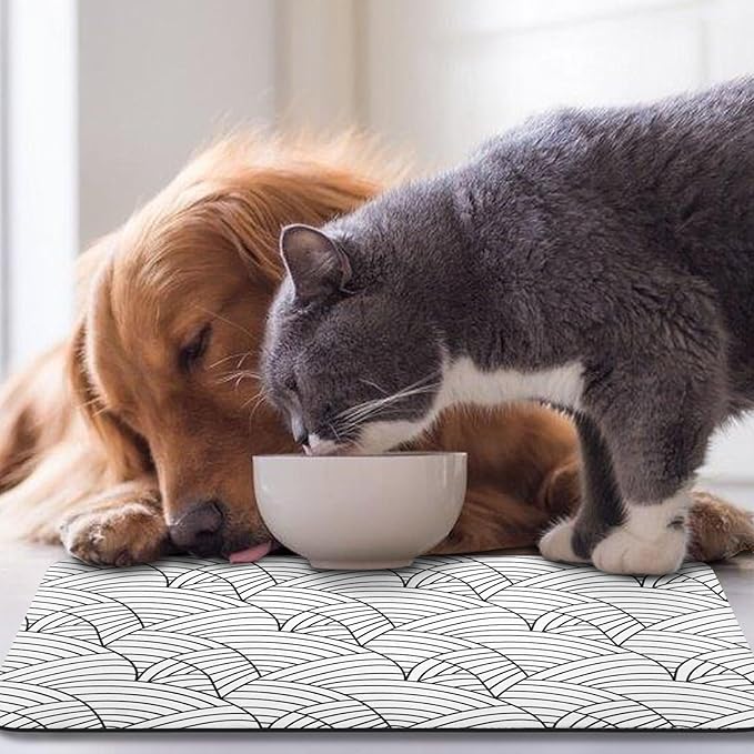 Dog Food and Water Bowl Mats - Waterproof, Absorbent Pet Feeding Mat for Floors - Bohemia Placemats for Dogs and Cats 17 * 30 Inch