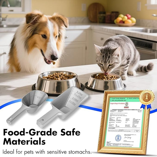 Food Scoop, Cup Capacity Dog Food Scooper With Measuring Lines For Dog, Puppy and Cat Coffee Bean Flour Scoop Set (Grey)