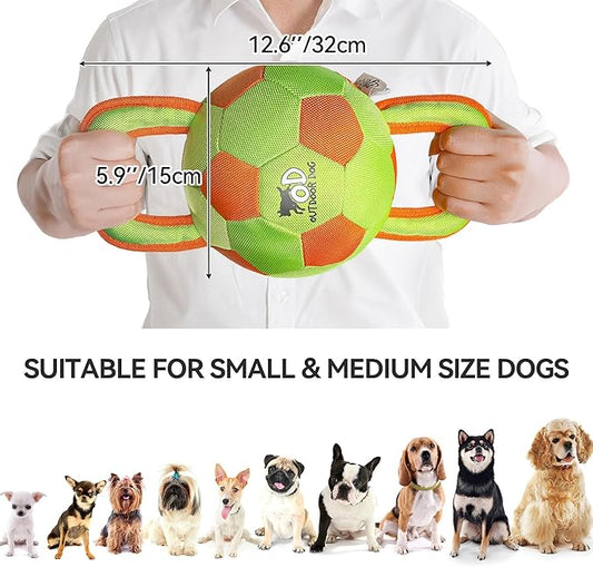 ALL FOR PAWS Dog Ball with Handles, Dog Toy with Squeaker, Interactive Tug of War Ball Toy for Small and Medium Dogs, 12.6 x 5.9 x 5.9 Inch