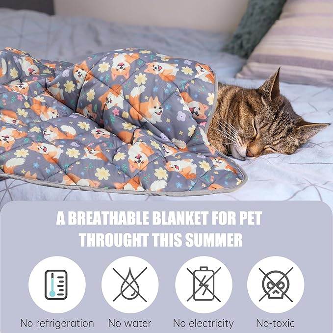 Leekalos Dog Cooling Mat - Summer Pet Cooling Pad for Cats & Dogs, Portable & Home Use