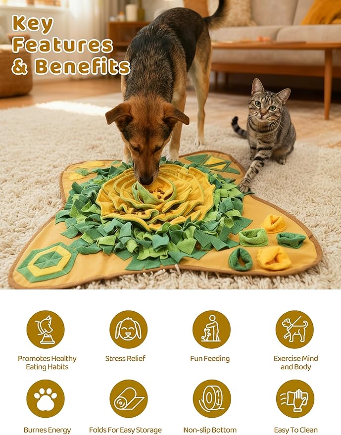 Snuffle Mat for Dogs Large Breed - Interactive Dog Toys for Boredom - Sniff mat - Mental Stimulation - Enrichment Toys- Slow Feed- Washable & Foldable (C)