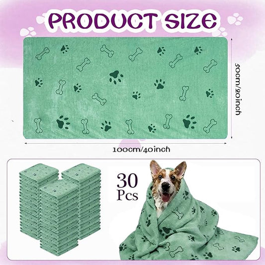Dog Towels for Drying Dogs Bulk 20 x 40 Inch Quick Drying Pet Bath Towels Colorful Pet Grooming Towel Absorbent Microfiber Towel for Small Medium Large Dog Puppy Cat (Teal, 30)
