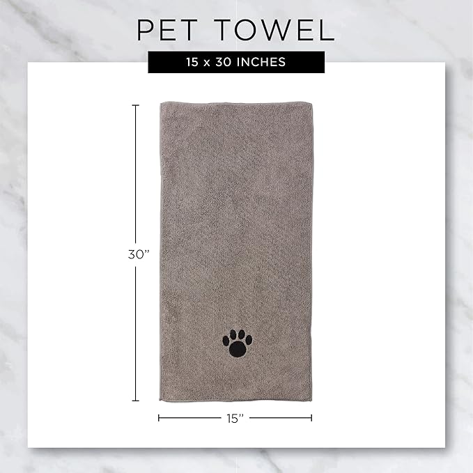 Bone Dry Pet Grooming, Embroidered Microfiber Towel Drying Collection, 15x30, Lavender