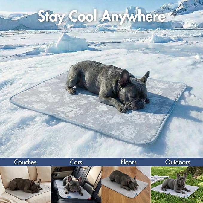 Spark Paws Cooling Mat for Dogs - Self Cooling Dog Mat & Pet Cooling Pad for Large, Medium & Small Dogs - Non-Toxic, Non-Gel Washable Cooling Bed - Cloud Grey - Size XXL