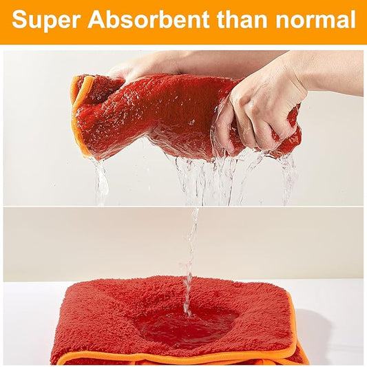 Bienbee Dog Bathrobe, Quick Drying Super Absorbent Dog Robes for After Bath, Warm Keeping Dogs Towel, Dogs Bath Supplies, Bright Red M