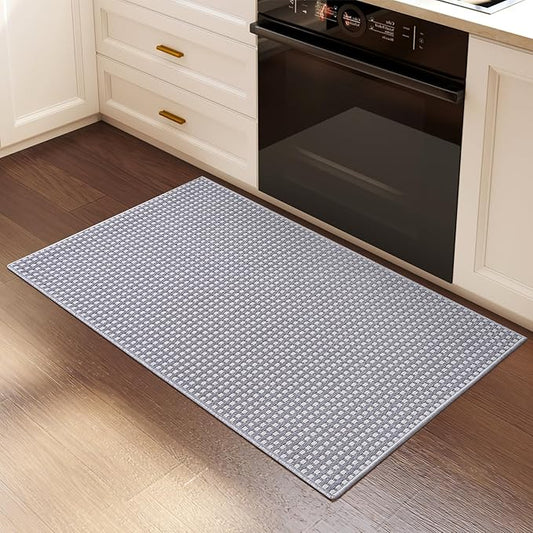 2x3 ft Indoor Door Mat Entryway Rug Non Slip Woven Washable Area Rugs Kitchen Mats for Floor, Front Entry Rug Entrance Doormat for Hall Porch Bathroom Kitchen Bedroom, Easy Clean, Gray 24"x36"