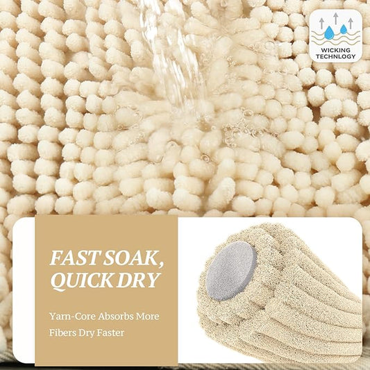 VIVAGLORY Dog Door Mat Absorpmax Dog Rug for Muddy Paw, Mat for Muddy Paw Door Indoor Floor Entryway, Waterproof Washable & Water Absorbent Dirt Trapper, 31" × 20", Beige