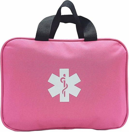 First Aid Bag Empty Emergency Medical Pouch First Responder Storage Compact Survival Medicine Bags for Sport Outdoors Car Office Pet Dog Cat (Pink QZ)