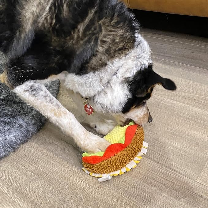 Prime Pets Plush Taco Dog Toy, Dog Squeaky Toys, Food Shaped Pet Toy for Small Medium Large Dogs, Stuffed Puppy Chew Toys