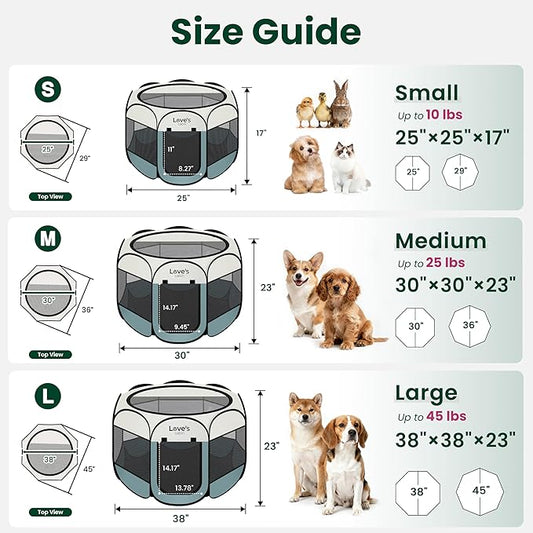 Love's cabin Pet Puppy Dog Playpen, Medium Dog Tent Crates Cage Indoor/Outdoor, Portable Playpen for Cat, Foldable Pop Up Dog Kennel Playpen with Carring Case, Removable Zipper Top, Moss Green