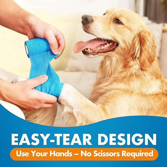 LotFancy Vet Wrap, 4 Inch x 5 Yards, 10 Pack Self Adhesive Bandage Wrap, Non-Woven Cohesive Bandage, First Aid Tape for Horses Dogs Cats Elbow Ankle, Assorted Color