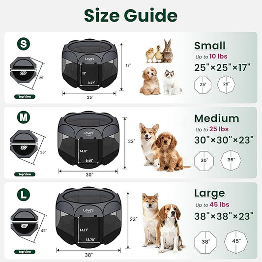 Love's cabin Pet Puppy Dog Playpen, Large Dog Tent Crates Cage Indoor/Outdoor, Portable Playpen for Cat, Foldable Pop Up Dog Kennel Playpen with Carring Case, Removable Zipper Top, Dark Grey