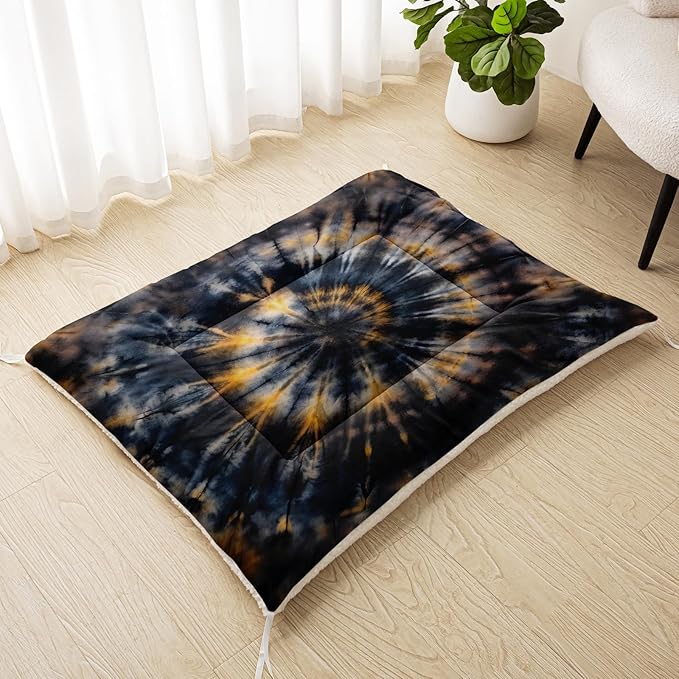 Dog Cat Bed Mat Ultra Soft Fluffy Pet Bed Washable Fashion Dog Crate Beds Comfy Comfy Pet Sleeping Pad Suitable for Pet Raised Bed(30"x26",Tie-Dye)