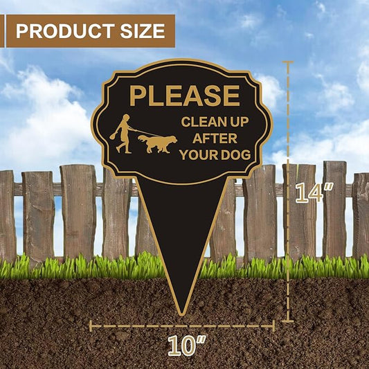 Double Sided Yard Sign,Clean Up After Your Dog Sign,14”X10” No Poop Signs For Lawn No Pooping Dog Signs For Yard With Integrated Stake,Easy Mounting,Outdoor Use(1PACK-Clean Up After Your Dog)