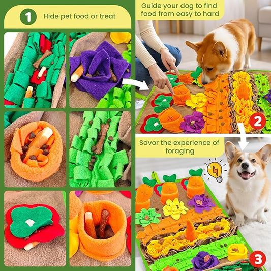 Snuffle Mat for Dogs Large Breed and Lick Mat Set, Interactive Dog Enrichment Puzzle Toys for Puppy Small Medium Large Dogs Cats, Cognitive Sniff Foraging Mats Slow Feeding Mental Stimulation