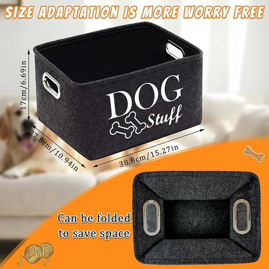2-PACK Dog Toy Basket - Dog Toy Box for Small Dogs - Pet Dog Toy Storage Box - Personalized Dog Toy Basket for Puppies and Pets - Living Room Dog Toy Storage Box