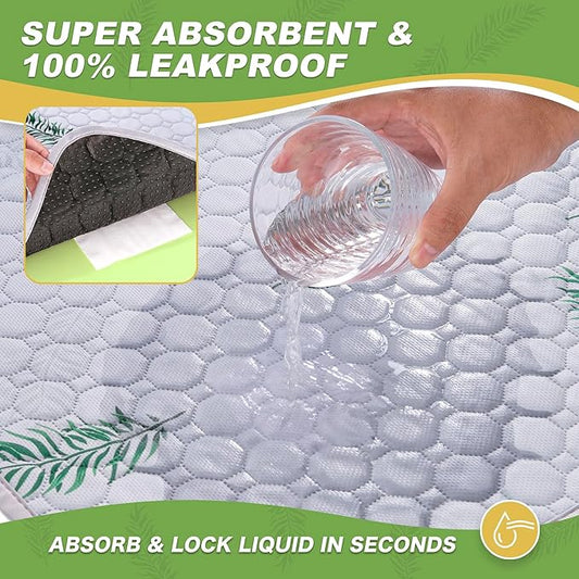 Washable Pee Pads for Dogs, 2Pack Reusable Puppy Pads, Super Absorbent & Leakproof Dog Pads, Anti-Slip Dog Pee Pads for Puppy Training & Incontinence, Leaf Pattern 36"x36"