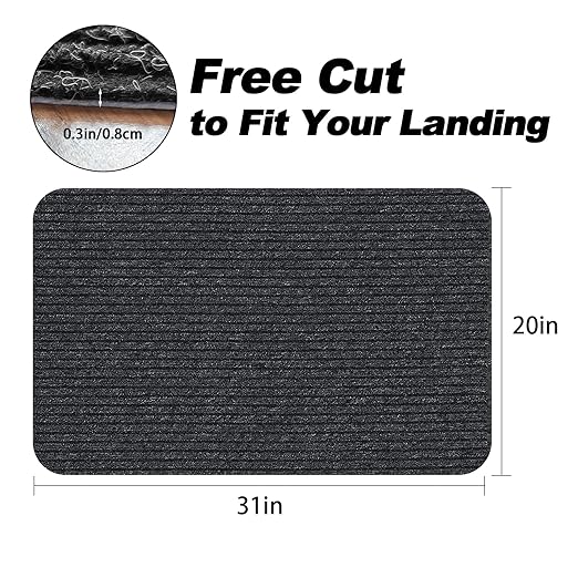 Stair Treads for Wooden Steps Carpet, Non-Slip Stair Runner Indoor Outdoor Stair Tread Mats Covers Pads, 19" x 31"Matching Landing Step Runner for Elders, Kids and Dogs (19" x 31", Grey)