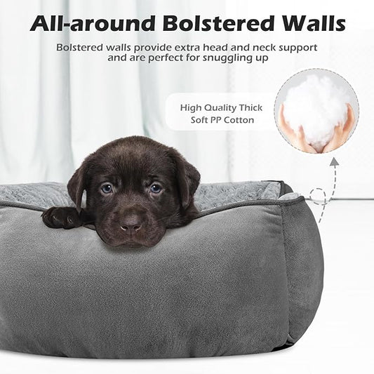 INVENHO Medium Dog Bed Rectangle Washable Orthopedic Soft Calming Sleeping Durable Pet Cuddler with Anti-Slip Bottom
