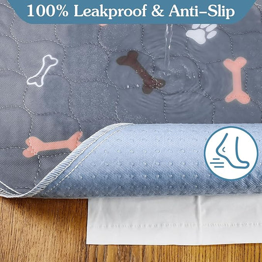 Washable Pee Pads for Dogs,2Pack 31x36 Reusable Puppy Pads with Bone Print, Absorbent Whelping Pads Non-Slip Dog Playpen Mats for Floor Protector, Couch Cover, Crate, Potty Training
